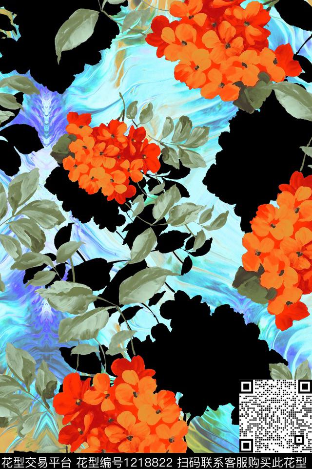休闲花卉大牌风数码印花华亿平台下载（图片编号: 1218822） - 瓦栏（Walan）