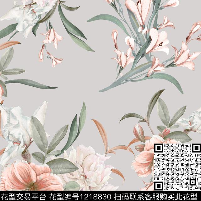 百合国画风民国风数码印花华亿平台下载（图片编号: 1218830） - 瓦栏（Walan）