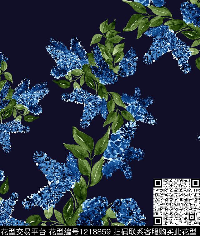 手绘花卉Hydrangea数码印花华亿平台下载（图片编号: 1218859） - 瓦栏（Walan）