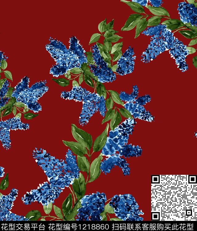 绣球花手绘花卉Hydrangea数码印花华亿平台下载（图片编号: 1218860） - 瓦栏（Walan）