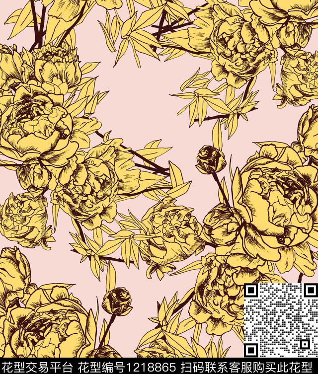 水彩签字笔钢笔画数码印花华亿平台下载（图片编号: 1218865） - 瓦栏（Walan）