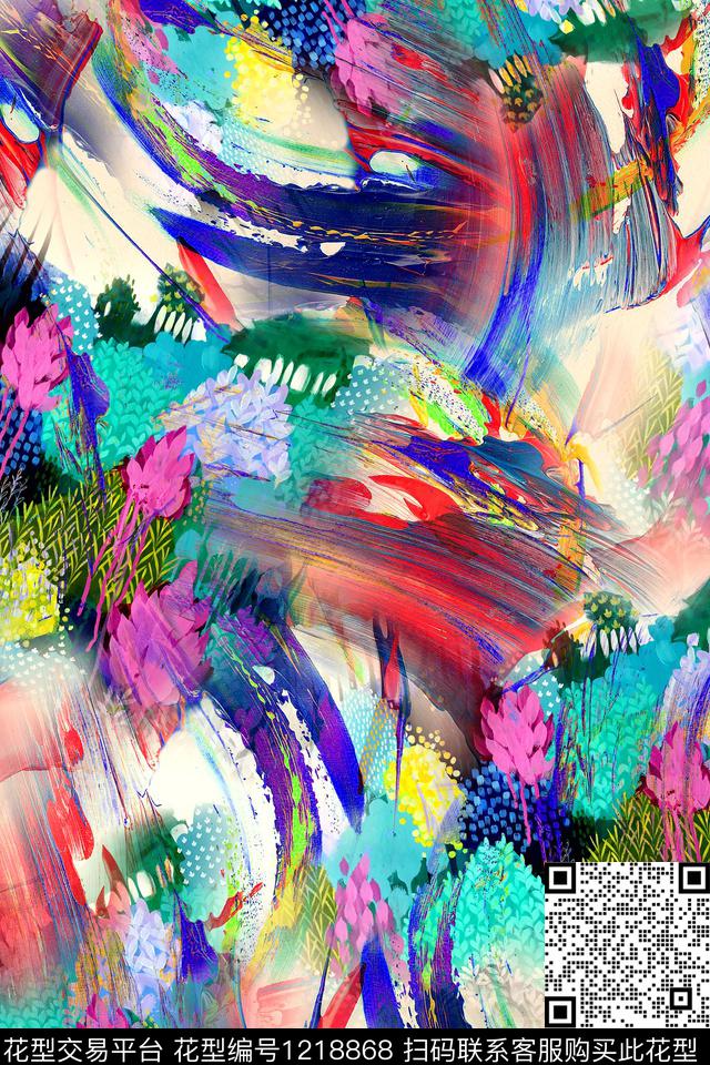 几何抽象纹理数码印花华亿平台下载（图片编号: 1218868） - 瓦栏（Walan）