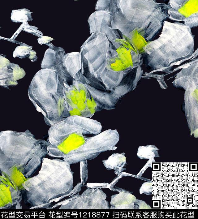 兰花大花油画华亿平台数码印花华亿平台下载（图片编号: 1218877） - 瓦栏（Walan）