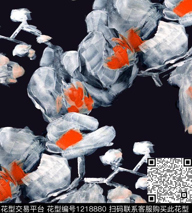 兰花大花油画华亿平台数码印花华亿平台下载（图片编号: 1218880） - 瓦栏（Walan）