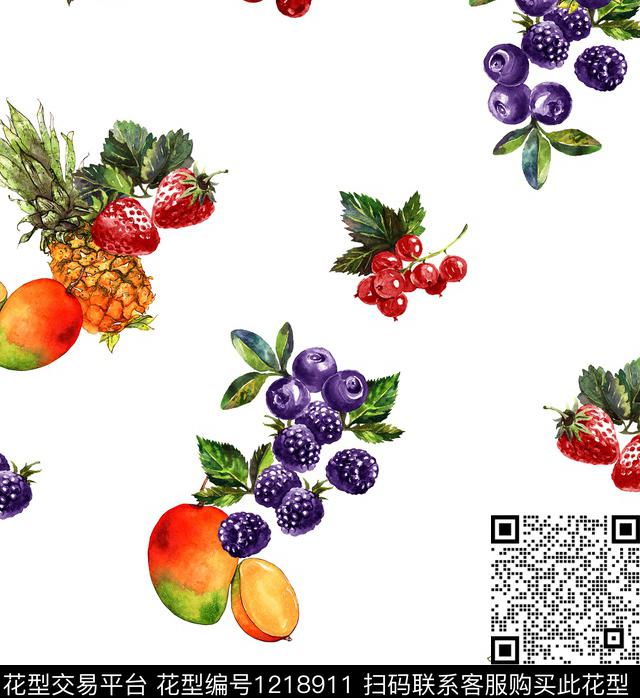 水果菠萝pineapple数码印花华亿平台下载（图片编号: 1218911） - 瓦栏（Walan）