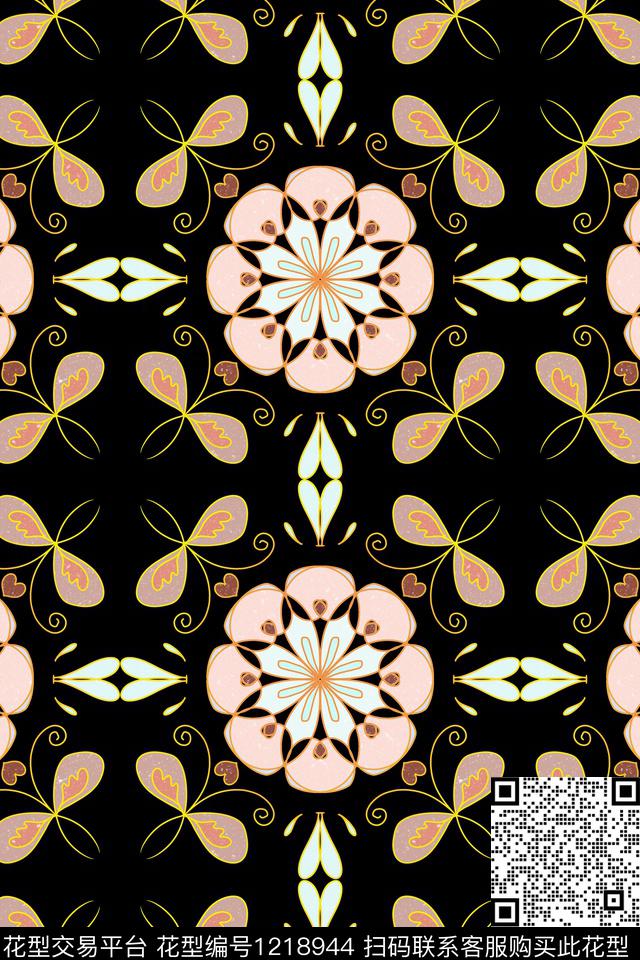 古典花纹民族风圆形花边传统印花华亿平台下载（图片编号: 1218944） - 瓦栏（Walan）