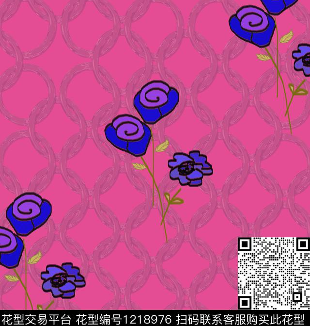 手绘花卉圆形数码印花华亿平台下载（图片编号: 1218976） - 瓦栏（Walan）