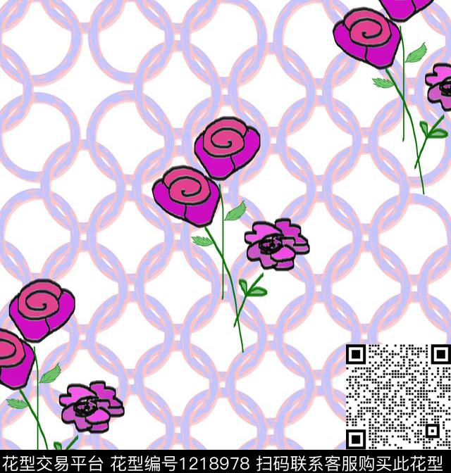 花卉圆形镂空数码印花华亿平台下载（图片编号: 1218978） - 瓦栏（Walan）