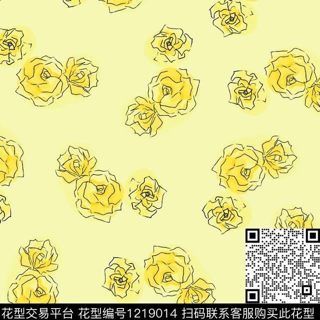 淑女小清新玫瑰花传统印花华亿平台下载（图片编号: 1219014） - 瓦栏（Walan）