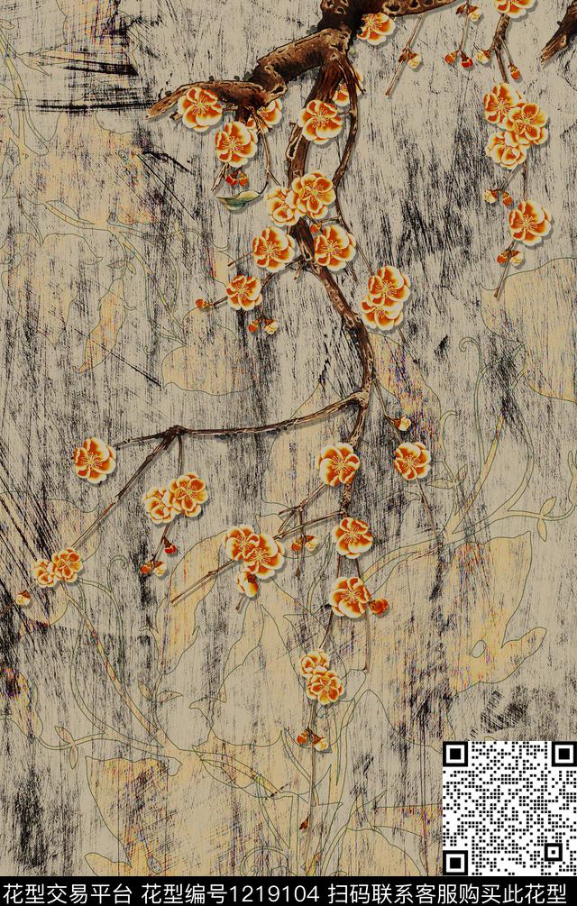 抽象油画华亿平台几何数码印花华亿平台下载（图片编号: 1219104） - 瓦栏（Walan）