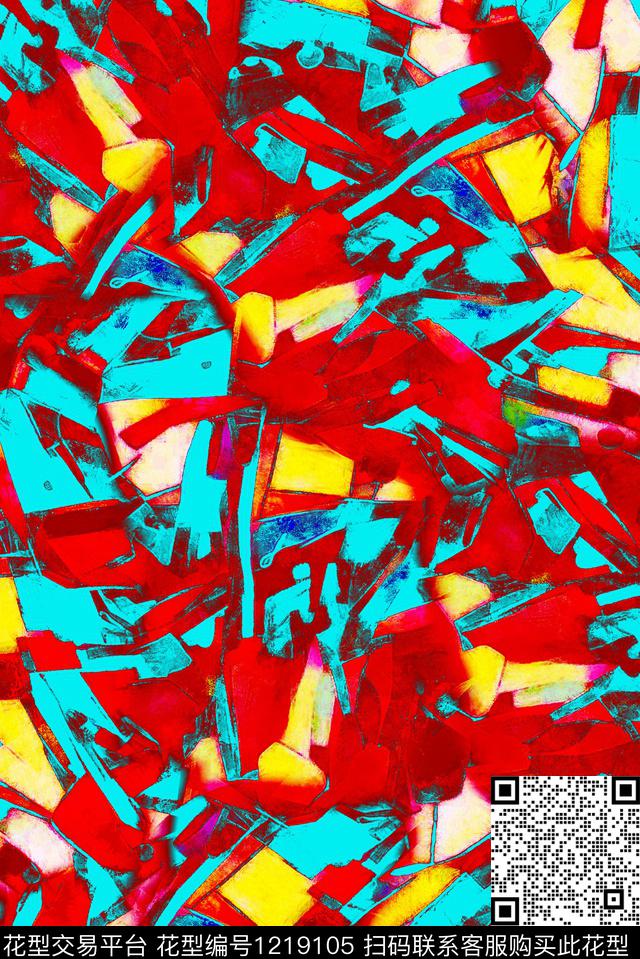 油画华亿平台几何满版散花数码印花华亿平台下载（图片编号: 1219105） - 瓦栏（Walan）
