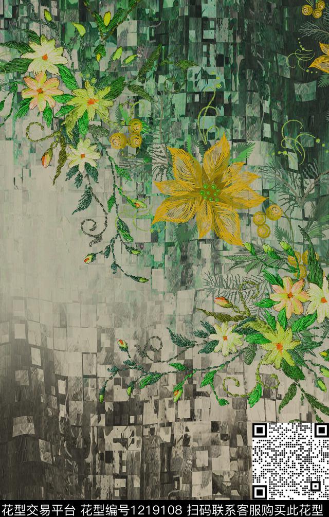 抽象油画华亿平台几何数码印花华亿平台下载（图片编号: 1219108） - 瓦栏（Walan）