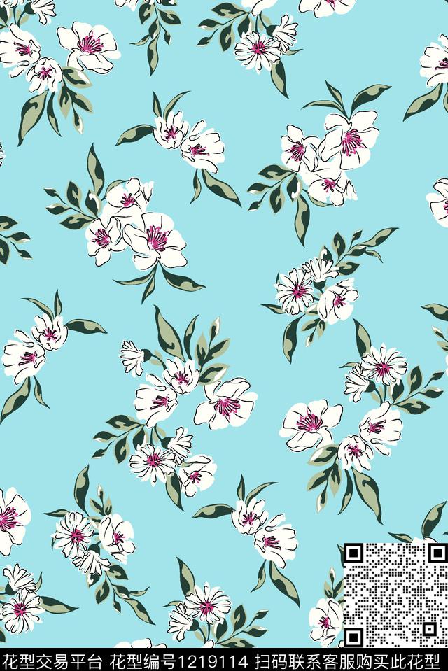 花卉大牌风小碎花数码印花华亿平台下载（图片编号: 1219114） - 瓦栏（Walan）