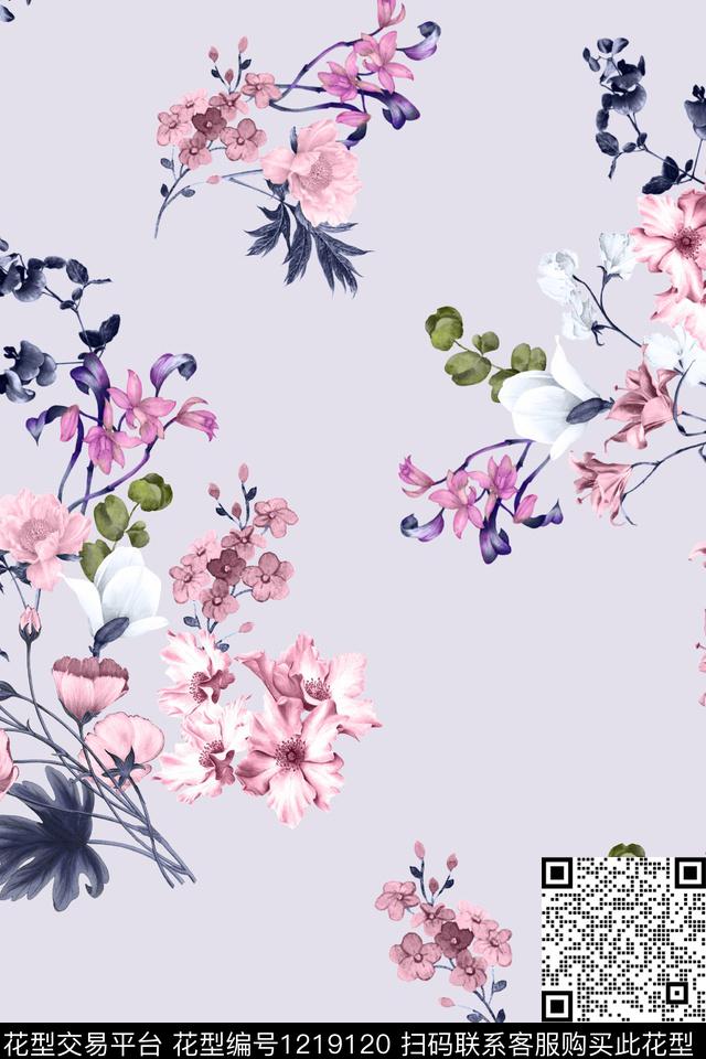 花卉大牌风小碎花数码印花华亿平台下载（图片编号: 1219120） - 瓦栏（Walan）