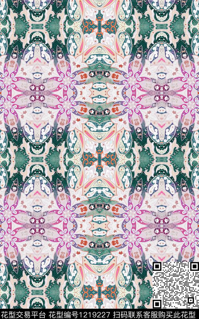 几何中老年民族风数码印花华亿平台下载（图片编号: 1219227） - 瓦栏（Walan）