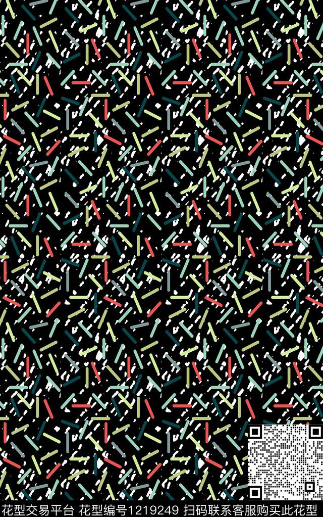 几何抽象线条数码印花华亿平台下载（图片编号: 1219249） - 瓦栏（Walan）