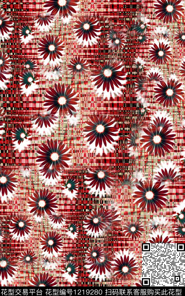 花卉黑底花卉秋冬华亿平台数码印花华亿平台下载（图片编号: 1219280） - 瓦栏（Walan）