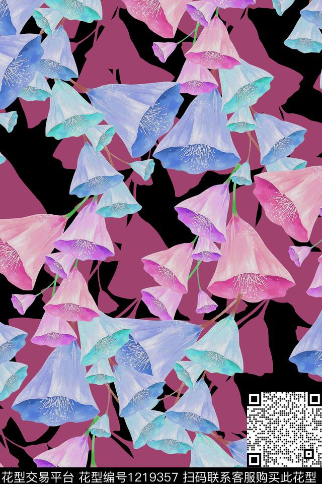 休闲几何花卉数码印花华亿平台下载（图片编号: 1219357） - 瓦栏（Walan）