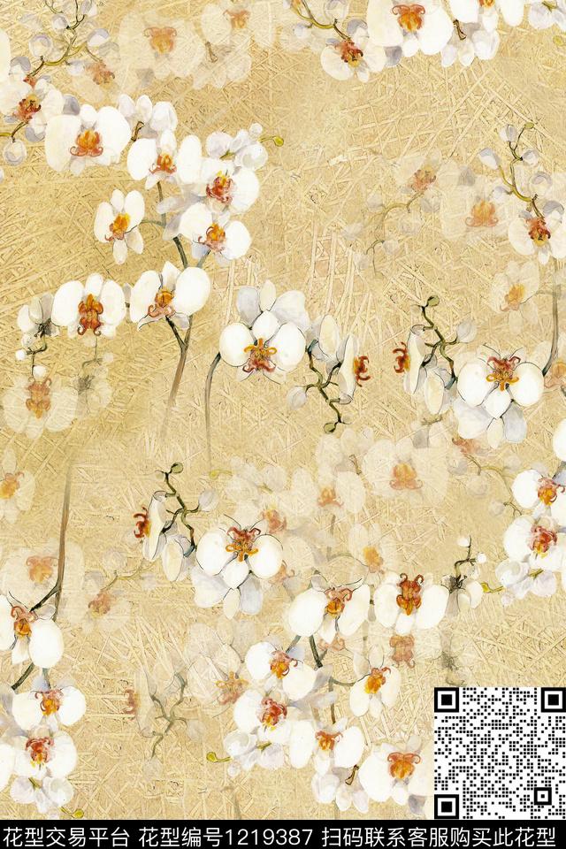 花卉1/2接数码印花华亿平台下载（图片编号: 1219387） - 瓦栏（Walan）