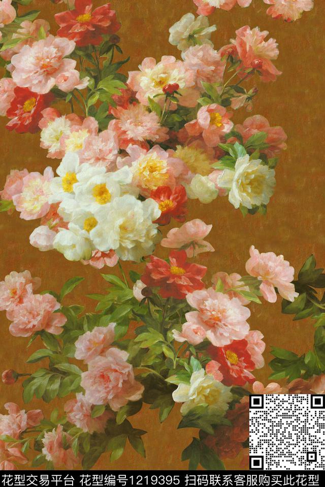 花卉1/2接数码印花华亿平台下载（图片编号: 1219395） - 瓦栏（Walan）