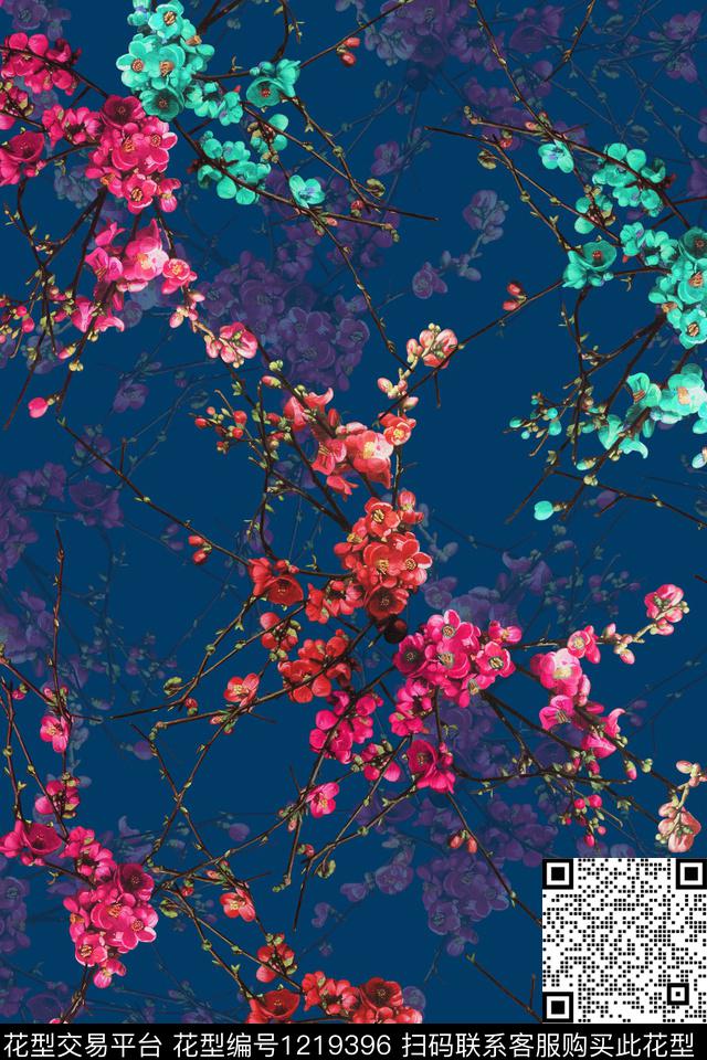 花卉1/2接数码印花华亿平台下载（图片编号: 1219396） - 瓦栏（Walan）