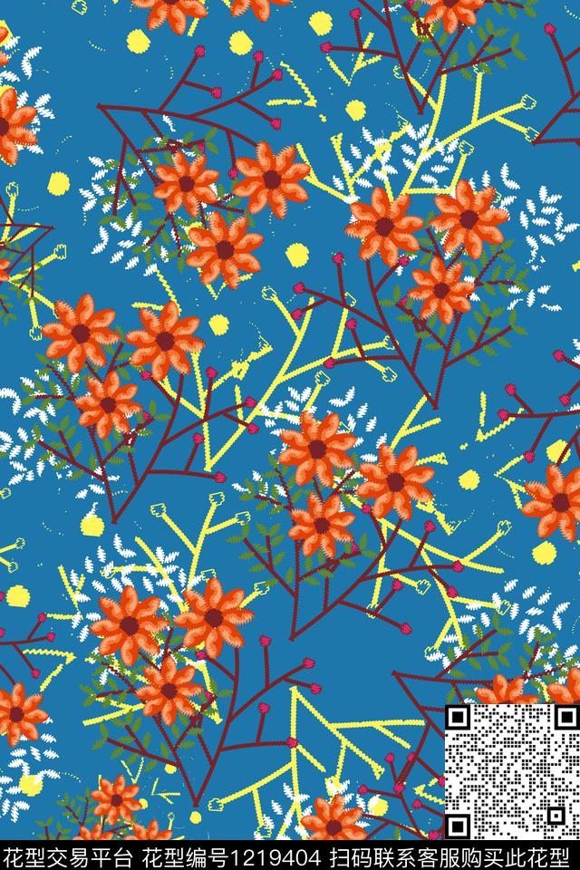 休闲花卉小碎花传统印花华亿平台下载（图片编号: 1219404） - 瓦栏（Walan）