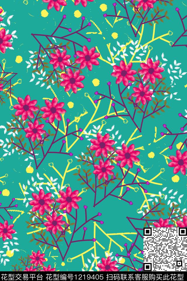 休闲花卉小碎花传统印花华亿平台下载（图片编号: 1219405） - 瓦栏（Walan）