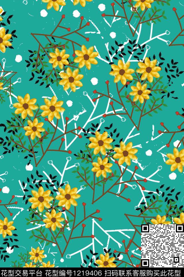 休闲花卉小碎花传统印花华亿平台下载（图片编号: 1219406） - 瓦栏（Walan）