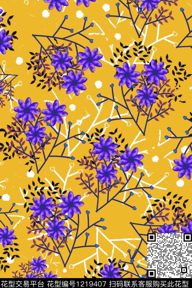 休闲花卉小碎花传统印花华亿平台下载（图片编号: 1219407） - 瓦栏（Walan）