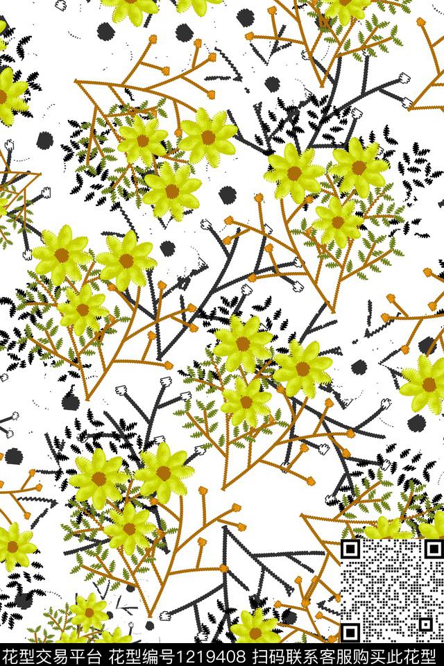 休闲花卉小碎花传统印花华亿平台下载（图片编号: 1219408） - 瓦栏（Walan）