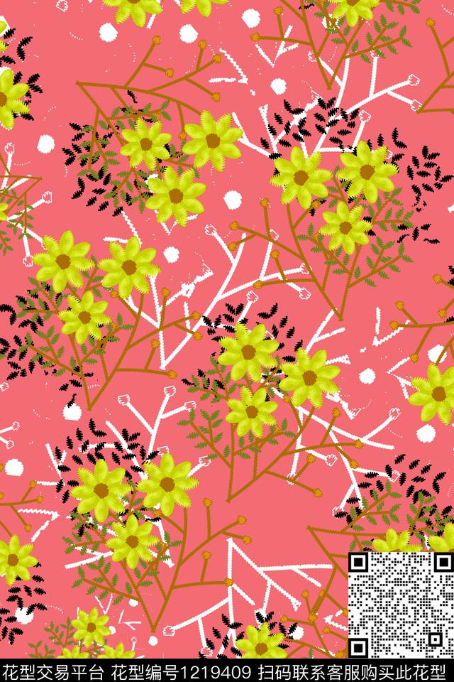 休闲花卉小碎花传统印花华亿平台下载（图片编号: 1219409） - 瓦栏（Walan）