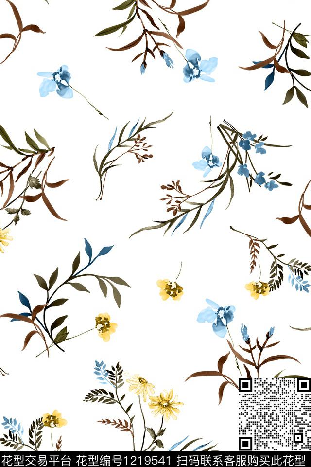 水彩花卉花卉大牌风数码印花华亿平台下载（图片编号: 1219541） - 瓦栏（Walan）