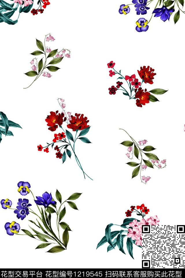 花卉大牌风小碎花数码印花华亿平台下载（图片编号: 1219545） - 瓦栏（Walan）