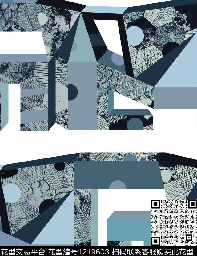 男装几何纹理数码印花华亿平台下载（图片编号: 1219603） - 瓦栏（Walan）