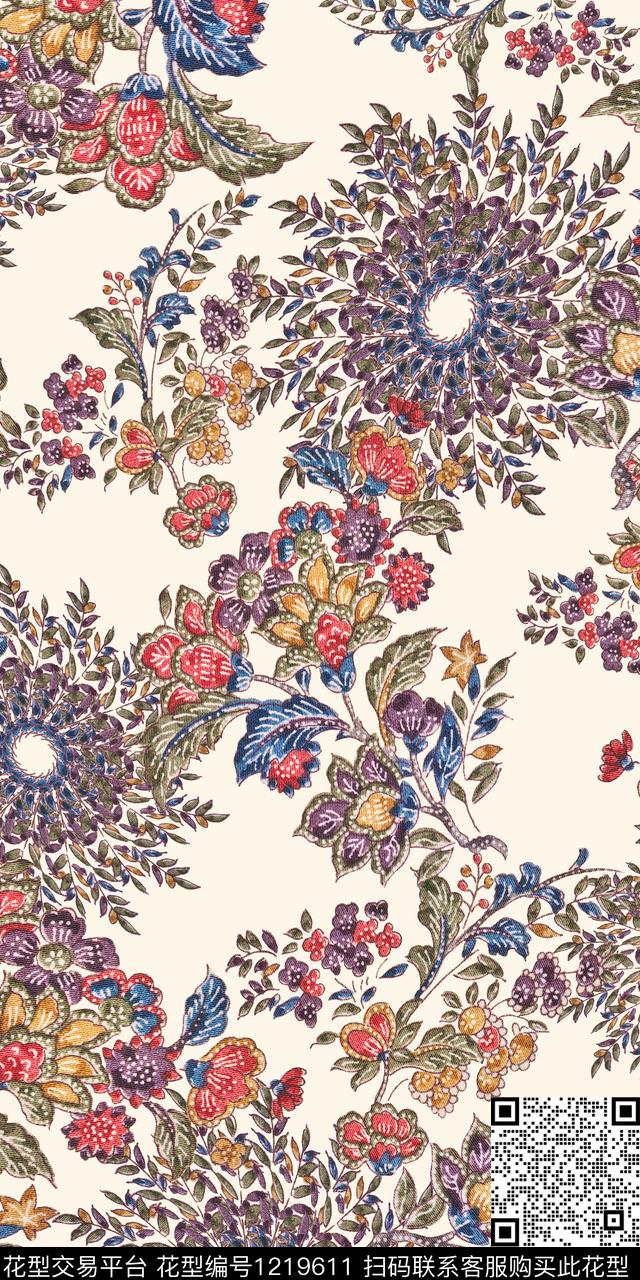 抽象民族风民族花纹数码印花华亿平台下载（图片编号: 1219611） - 瓦栏（Walan）