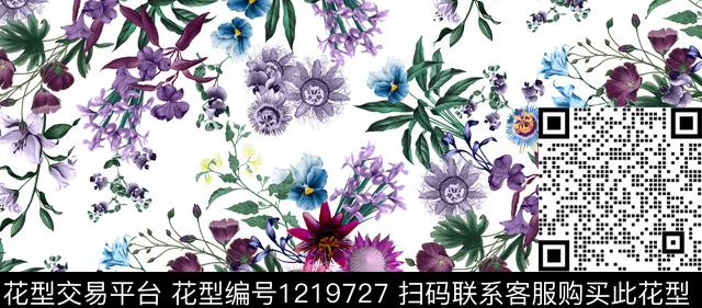 花卉大牌风绿植树叶数码印花华亿平台下载（图片编号: 1219727） - 瓦栏（Walan）