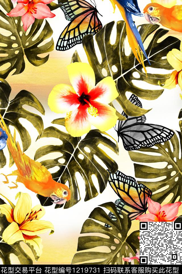 水彩花卉花卉大牌风数码印花华亿平台下载（图片编号: 1219731） - 瓦栏（Walan）