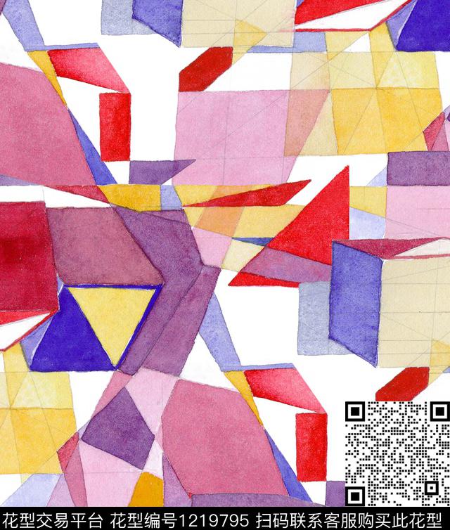 大牌风几何芙蓉花数码印花华亿平台下载（图片编号: 1219795） - 瓦栏（Walan）