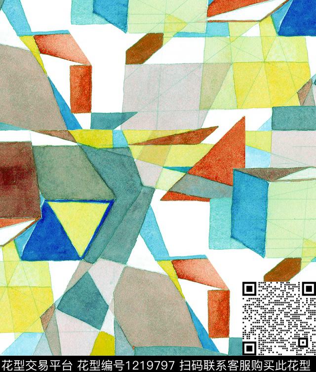 大牌风几何芙蓉花数码印花华亿平台下载（图片编号: 1219797） - 瓦栏（Walan）