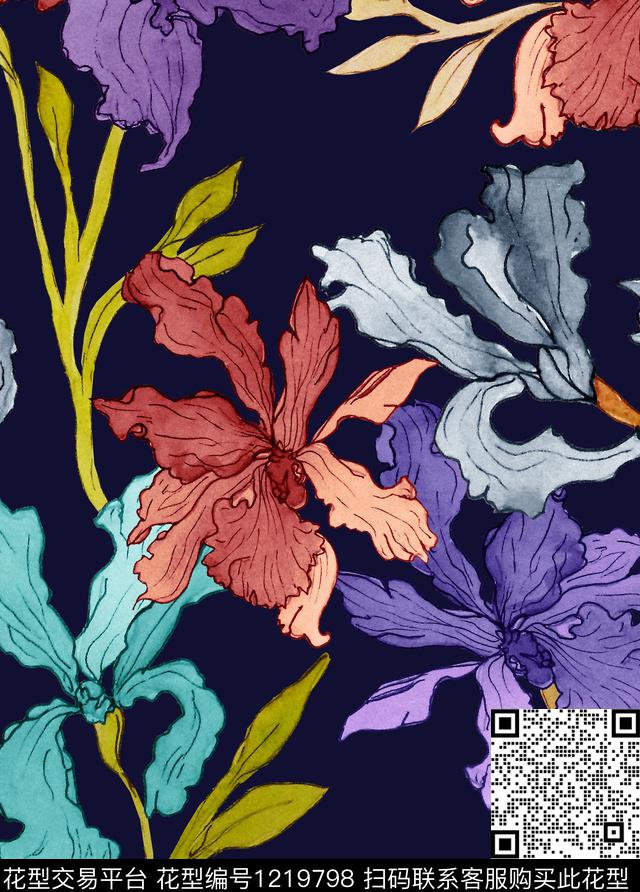 虞美人手绘花卉poppy数码印花华亿平台下载（图片编号: 1219798） - 瓦栏（Walan）