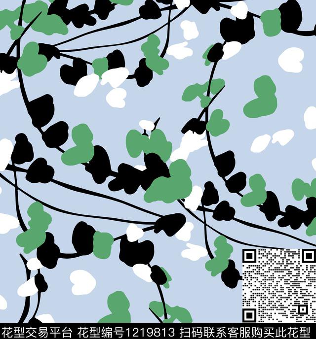 小碎花黑底花卉木棉花数码印花华亿平台下载（图片编号: 1219813） - 瓦栏（Walan）