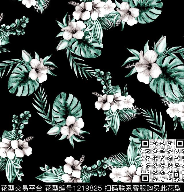 小碎花仙人掌棕榈树数码印花华亿平台下载（图片编号: 1219825） - 瓦栏（Walan）