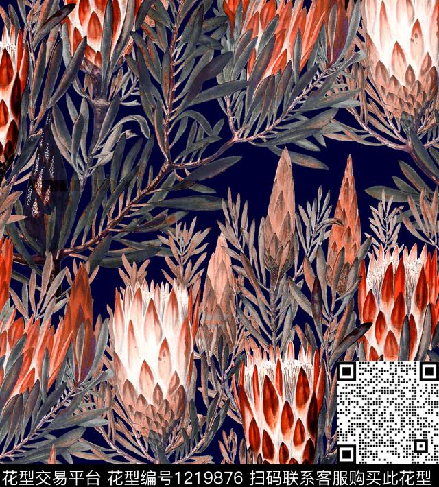 大花帝王花复古风数码印花华亿平台下载（图片编号: 1219876） - 瓦栏（Walan）