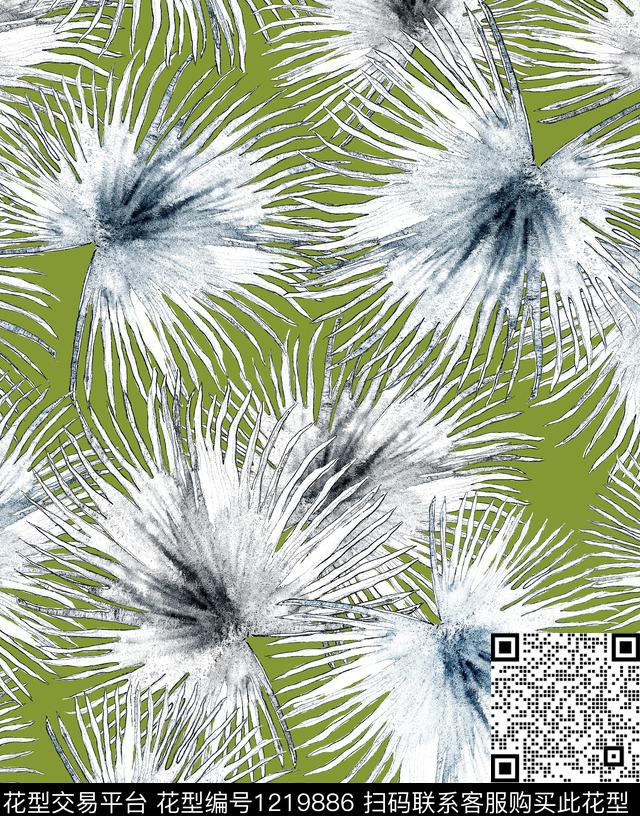 小碎花仙人掌棕榈树数码印花华亿平台下载（图片编号: 1219886） - 瓦栏（Walan）