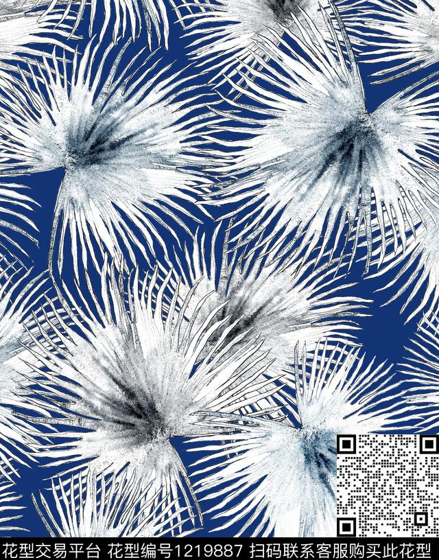 小碎花仙人掌棕榈树数码印花华亿平台下载（图片编号: 1219887） - 瓦栏（Walan）