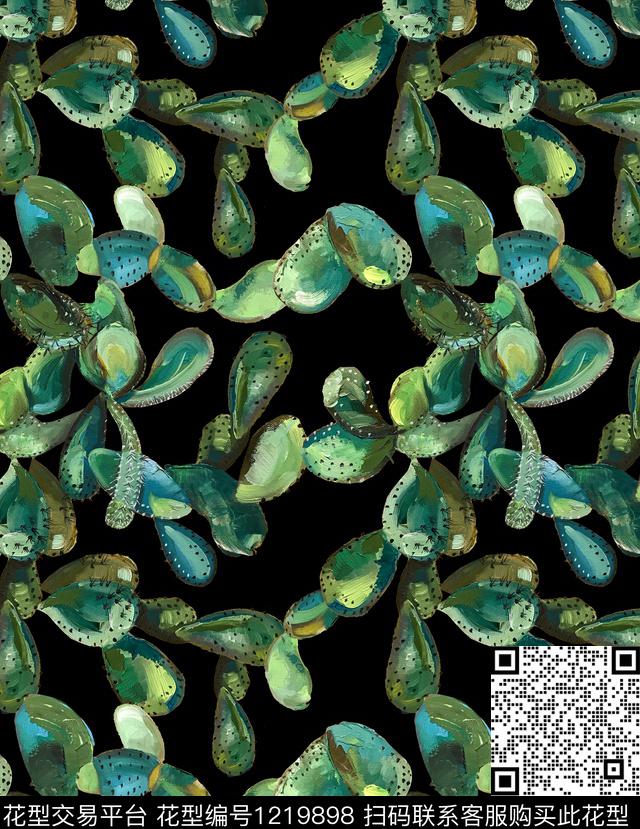 小碎花仙人掌棕榈树数码印花华亿平台下载（图片编号: 1219898） - 瓦栏（Walan）