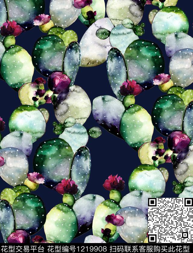小碎花仙人掌棕榈树数码印花华亿平台下载（图片编号: 1219908） - 瓦栏（Walan）