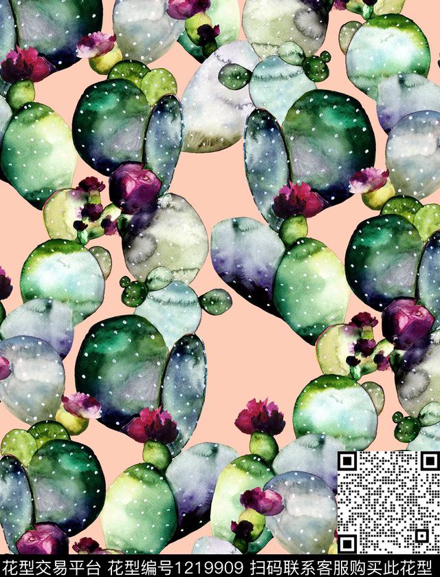 小碎花仙人掌棕榈树数码印花华亿平台下载（图片编号: 1219909） - 瓦栏（Walan）