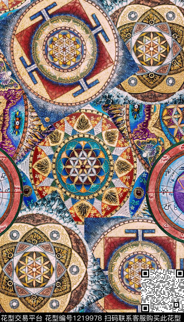 女装几何抽象数码印花华亿平台下载（图片编号: 1219978） - 瓦栏（Walan）