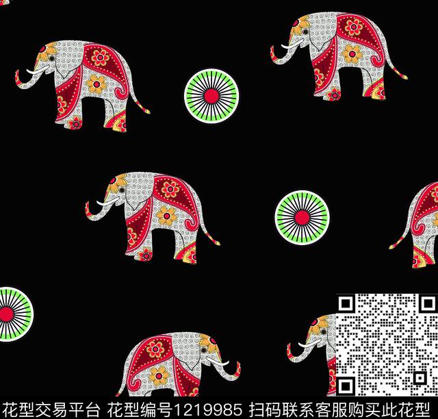 动物矢量大象数码印花华亿平台下载（图片编号: 1219985） - 瓦栏（Walan）
